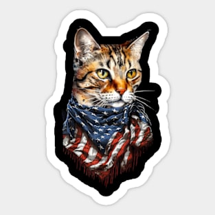 4th of july Cat American US Flag Country 4th Of July Sticker